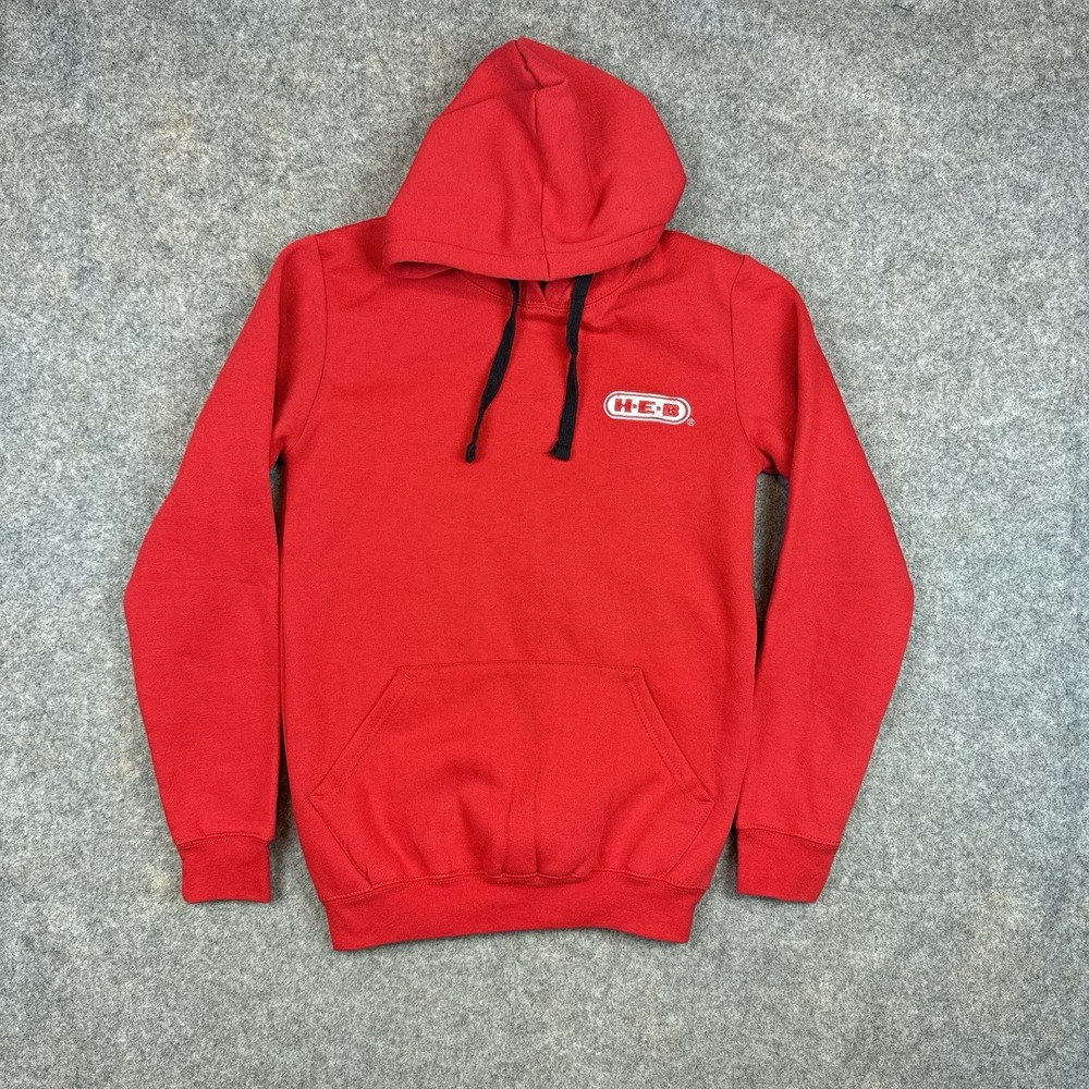 HEB Hoodie Adult Small Red Pullover Sweatshirt Employee Embroidered Logo